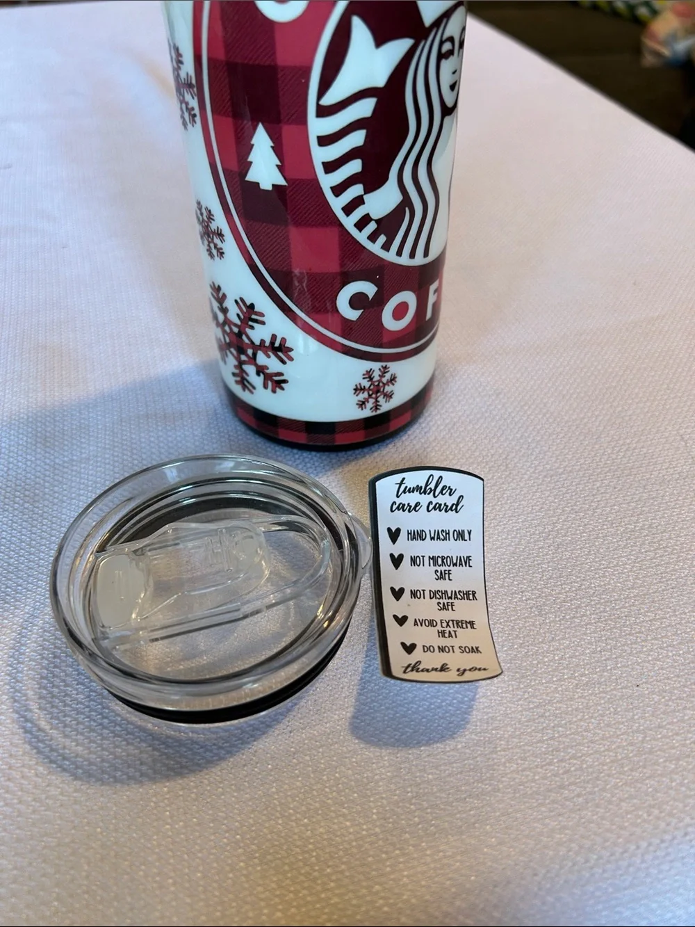 Starbucks Red & White Holiday Coffee Tumbler with Snowflake Motif